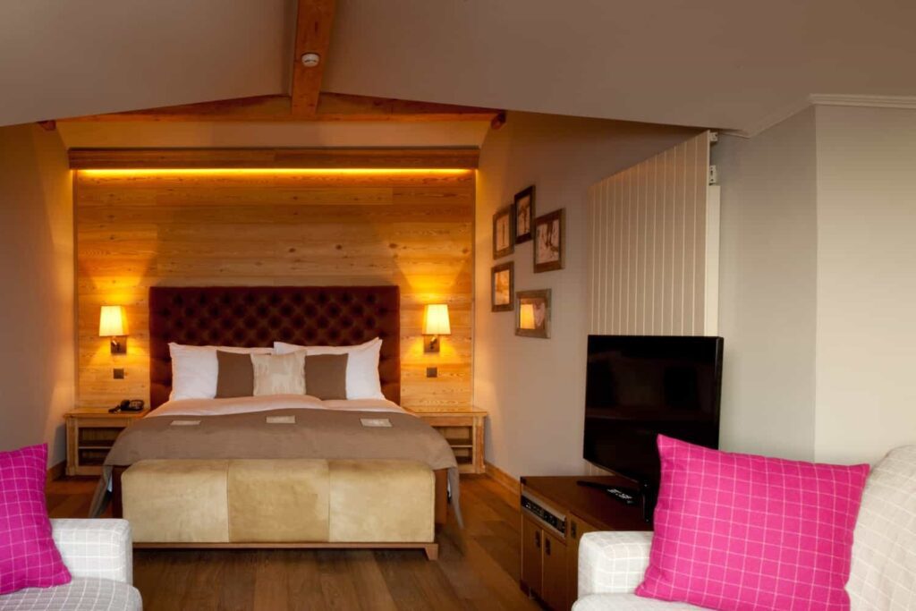 Junior suite bedroom in Hotel Royal Crans Montana