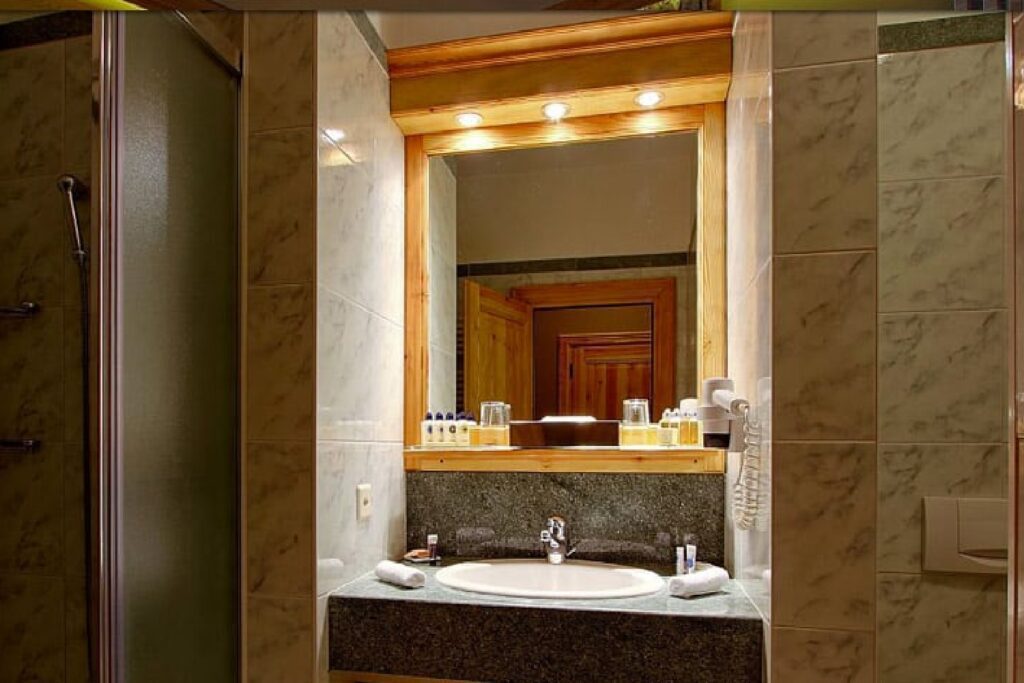 Single room bathroom in Hotel Royal Crans Montana