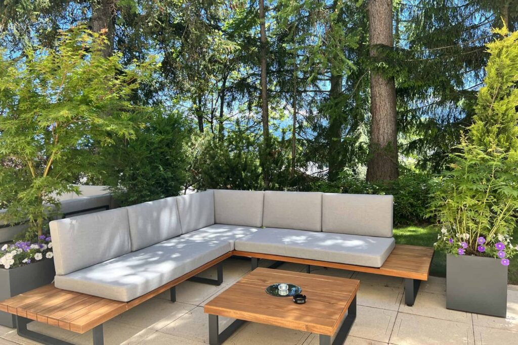 Outdoor terrace at Hotel Royal Crans-Montana